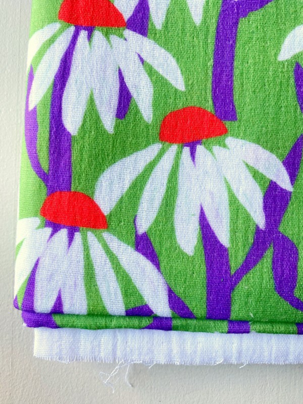 Coupon Marguerites Vert Double Gaze 50X160 cm