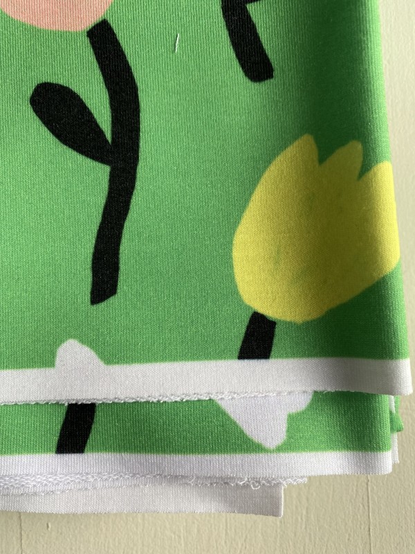 Coupon Tulipes Vert French Terry 100X155 cm