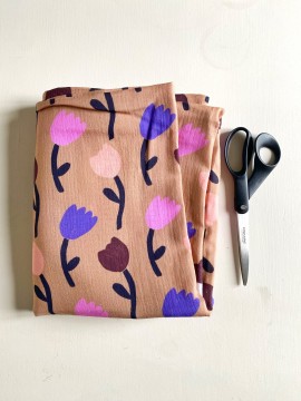 Grand Coupon Tulipes Beige Double Gaze 150X145 cm