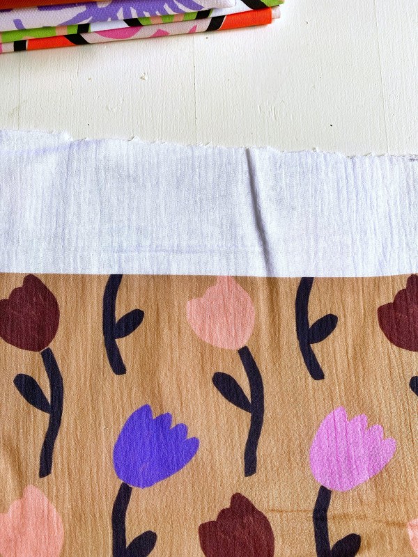 Grand Coupon Tulipes Beige Double Gaze 150X145 cm