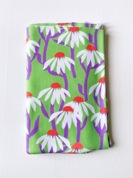 Coupon Marguerites Vert Jersey Rib 50X100 cm