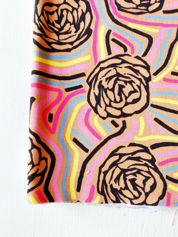 Coupon Thick Roses Marron Popeline 50X155 cm