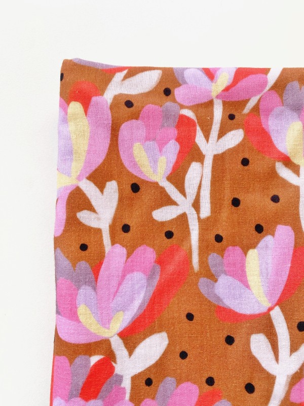 Coupon Flower And Dots Marron Double Gaze 50X160 cm