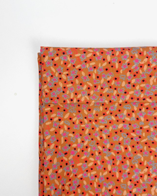 Coupon Mini Flowers Marron Double Gaze 100X145 cm