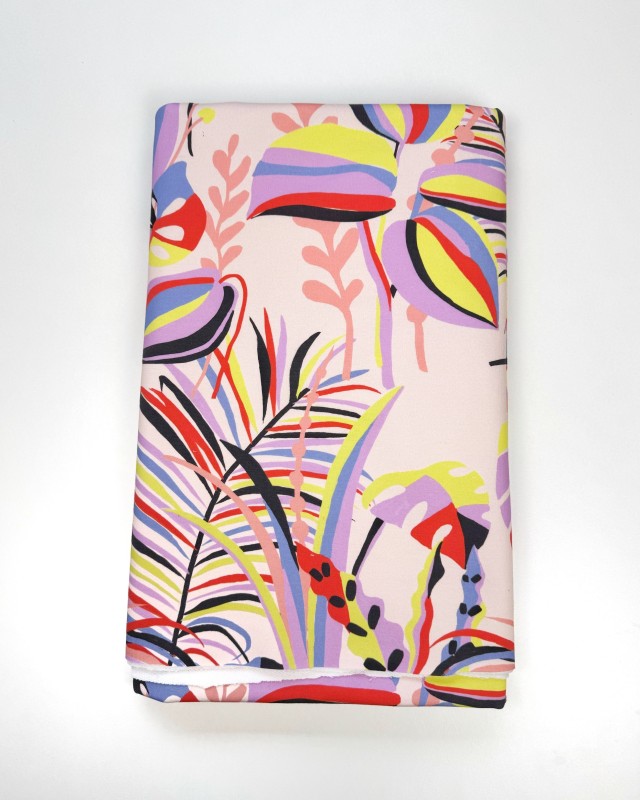 Coupon Tropical Block Beige French Terry 154X145 cm