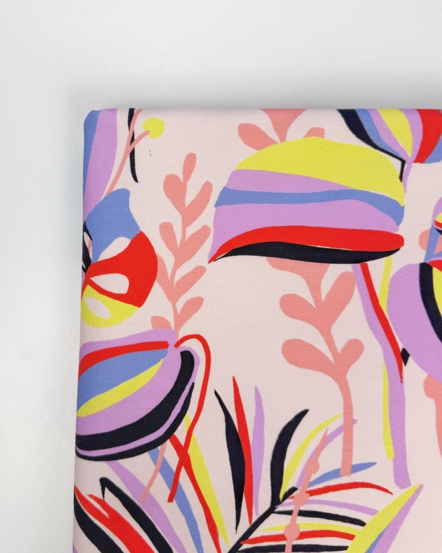 Coupon Tropical Block Beige French Terry 154X145 cm