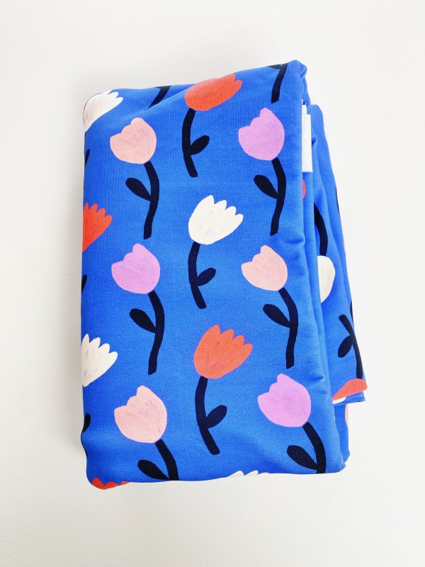 Coupon Tulipes Bleues French Terry 153X145 cm