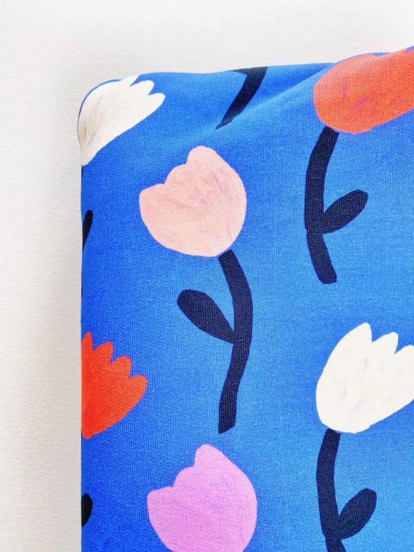 Coupon Tulipes Bleues French Terry 153X145 cm