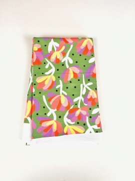 Coupon Flowers And Dots Vert French Terry 50X145 cm