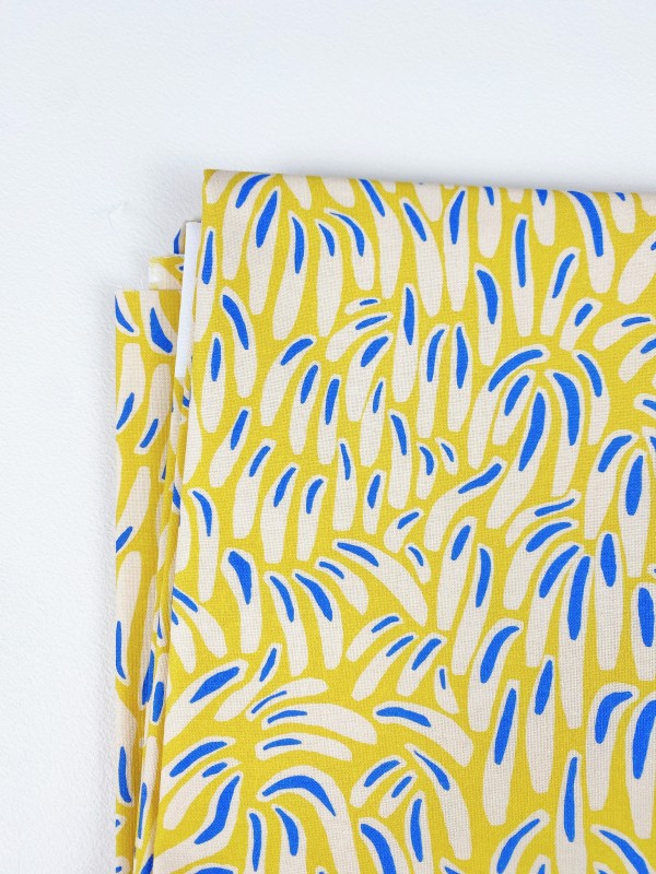 Coupon Succulentes Jaune de Séville Popeline 90X155 cm