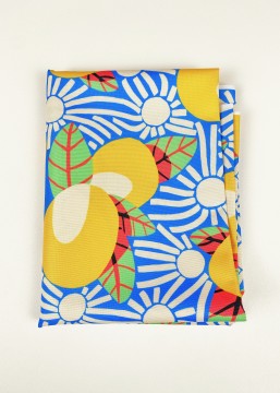 Coupon Oranges in the Sky Bleue Tissu Imperméable 100X155 cm
