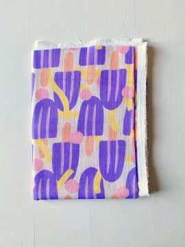 Coupon Esquimaux Violet Double Gaze 50X160 cm