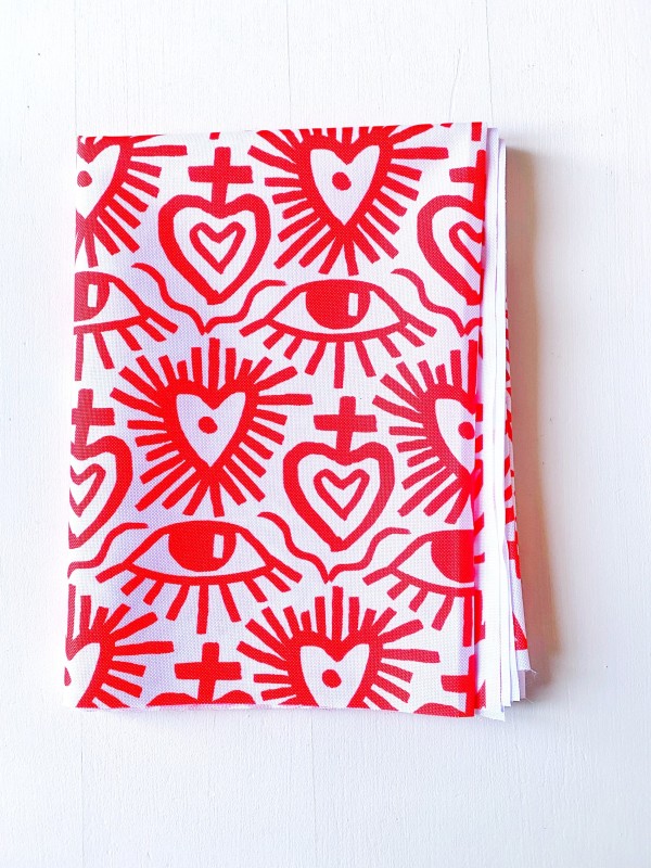 Coupon Exvoto Rouge Tissu Imperméable 50X155 cm