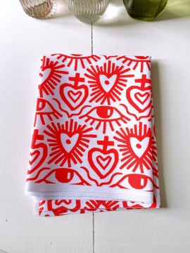 Coupon Exvoto Rouge Tissu Imperméable 130X155 cm