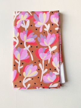 Coupon Flowers And Dots Marron Panama 119X145 cm