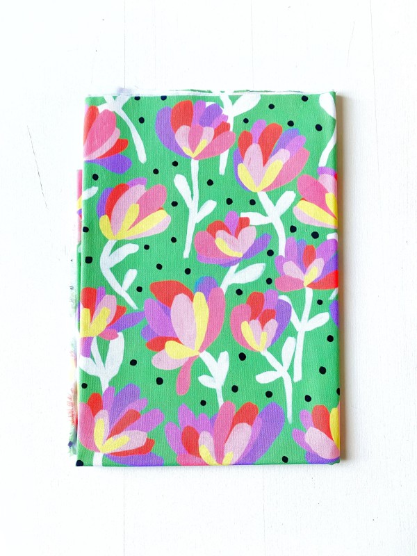 Coupon Flowers And Dots Vert Popeline 50X155 cm