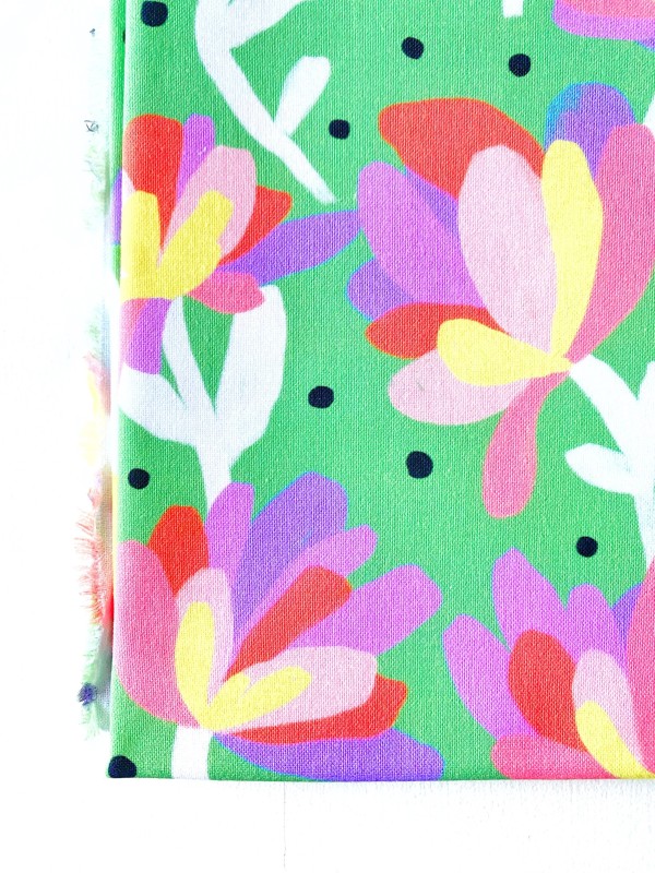 Coupon Flowers And Dots Vert Popeline 50X155 cm