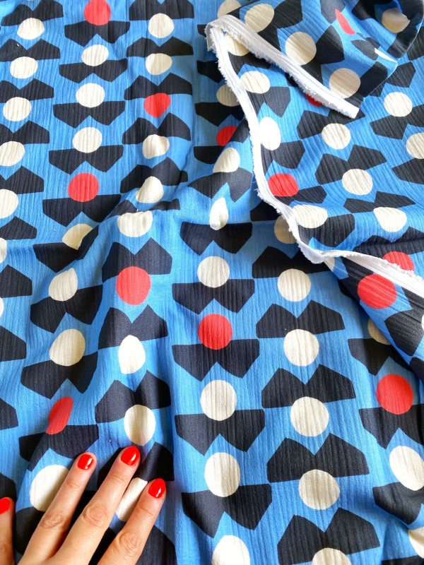 Coupon Foule Bleu Double Gaze 150X160 cm