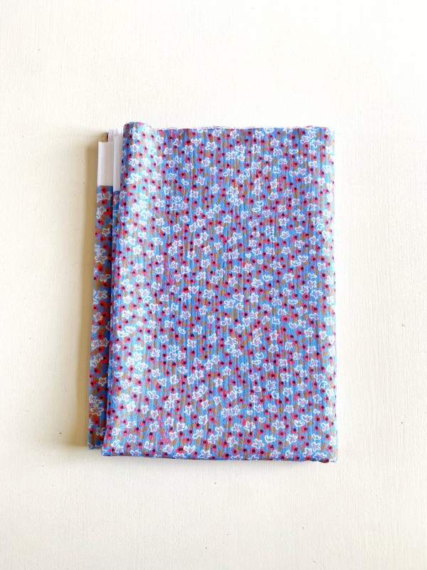 Coupon Mini Flowers Bleu Double Gaze 50X145 cm