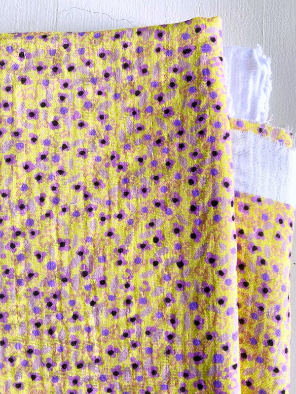Coupon Mini Flowers Jaune Double Gaze 50X145 cm
