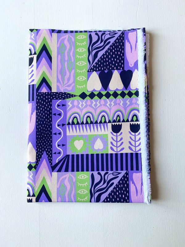 Coupon Shining Hearts Violet Popeline 50x155 cm