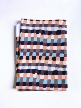 Coupon Squares Marron Glacé Popeline 120X155 cm