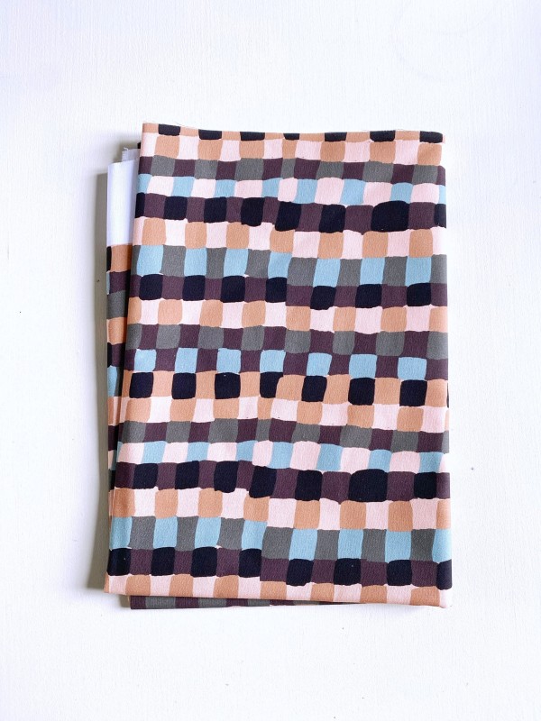 Coupon Squares Marron Glacé Popeline 120X155 cm