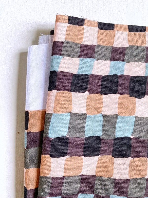 Coupon Squares Marron Glacé Popeline 50X155 cm