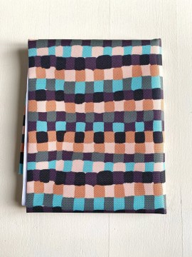 Coupon Squares Marron Glacé Tissu Imperméable 149X155 cm