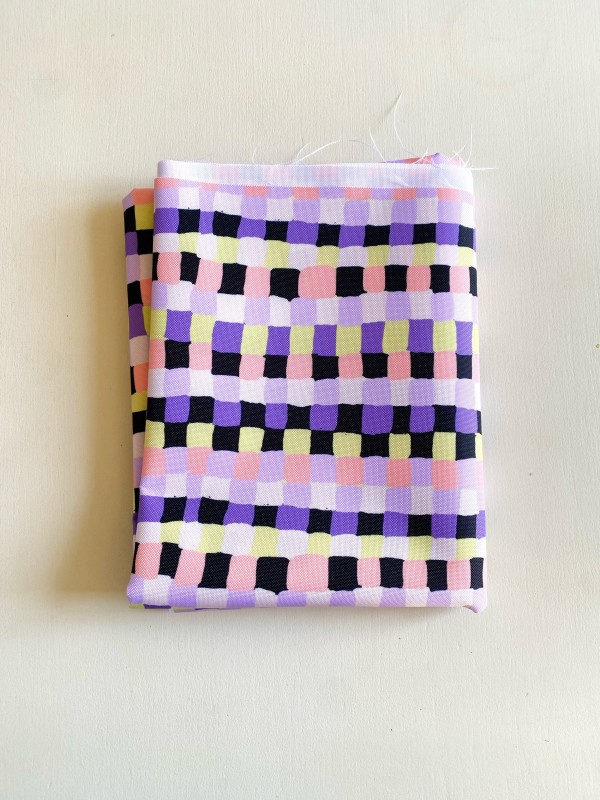 Coupon Squares Mauve Tissu Imperméable 53X155 cm