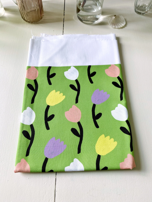 Coupon Tulipes Vert Popeline 50X155 cm