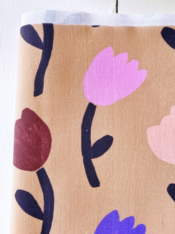 Coupon Tulipes Beige Popeline 51X155 cm