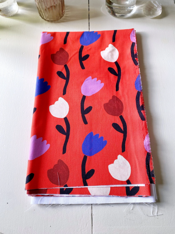 Coupon Tulipes Rouge Popeline 50X155 cm