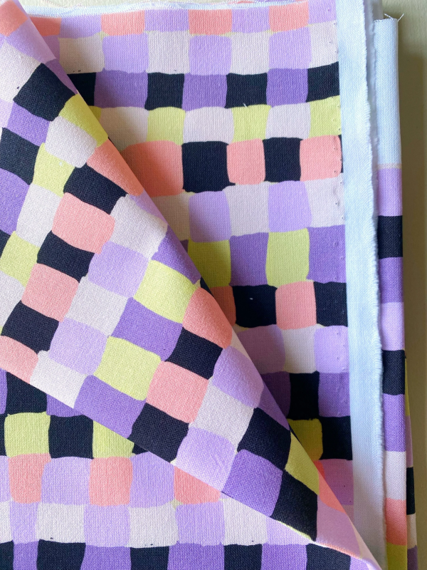 Coupon Squares Mauve Popeline 51X155 cm