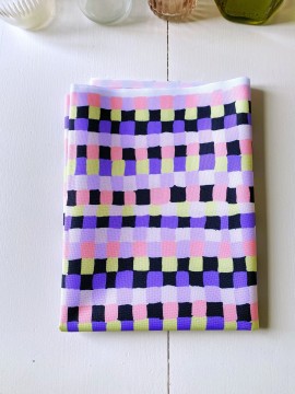 Coupon Squares Mauve Tissu Imperméable 50X155 cm