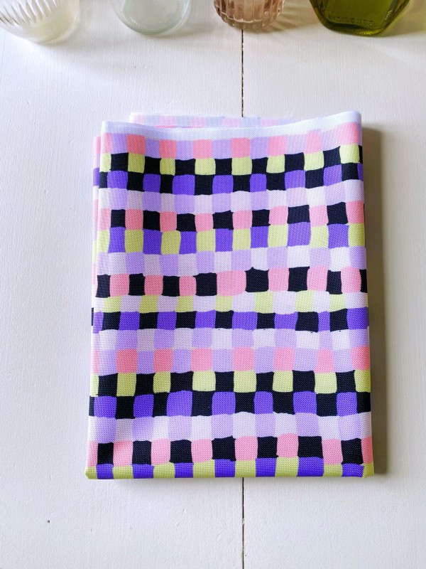 Coupon Squares Mauve Tissu Imperméable 50X155 cm